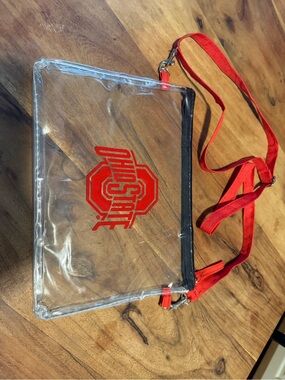 Ohio State Clear Vinyl Crossbody Bag with Red Logo & Strap